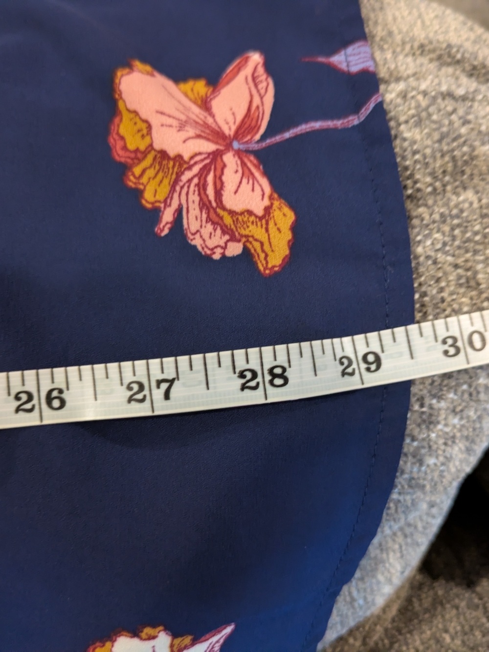 Jolt Navy Short Sleeve Tunic with Floral Hem - Picture 13 of 14